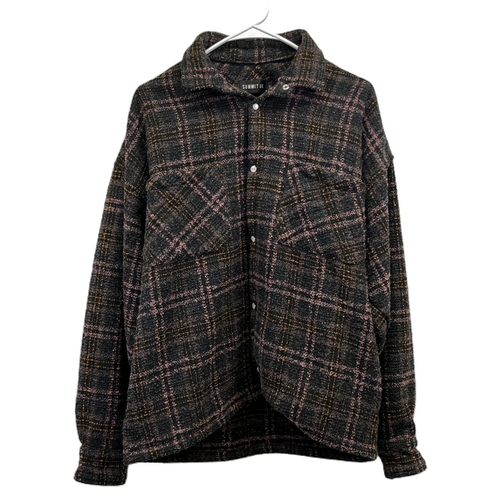 Summit UK Flannel Heavy Jacket Plaid Snap Button Up Chest Hip Pockets Medium - Picture 1 of 11